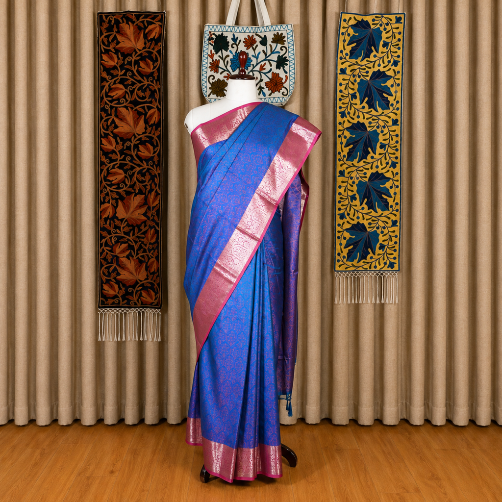 Kashlure Lime Green Banarasi Jacquard Silk Saree