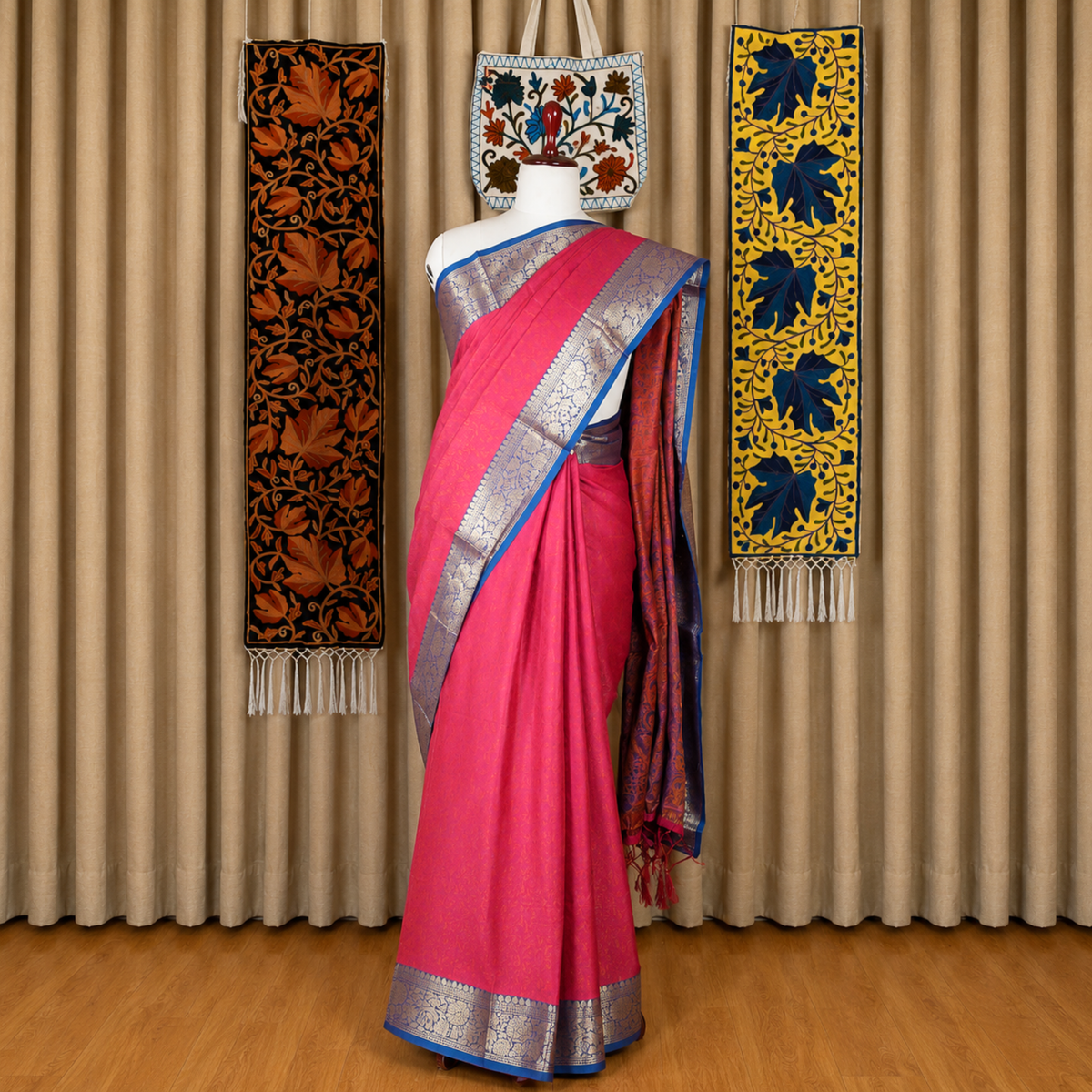 Kashlure Lime Green Banarasi Jacquard Silk Saree