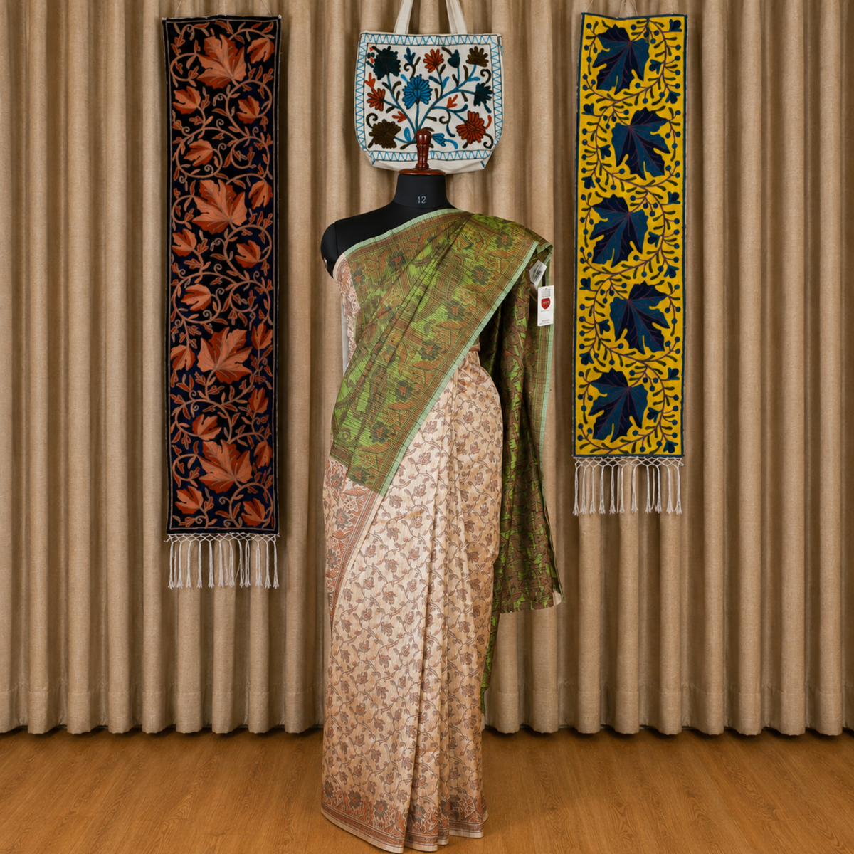 Jamawar Print Silk Teal Blue Saree | Kashlure
