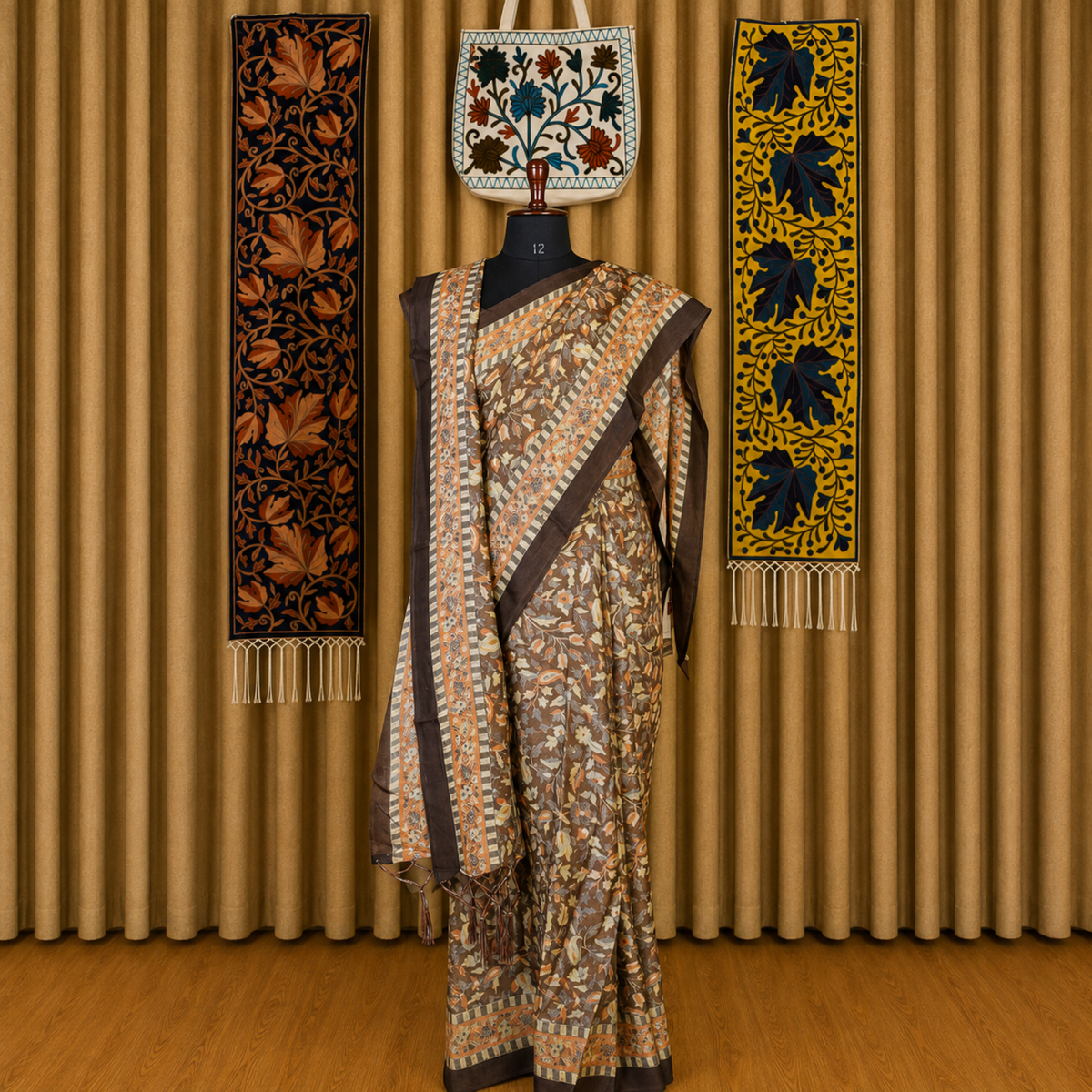 Kashmiri Jamawar Silk Black Saree by Kashlure