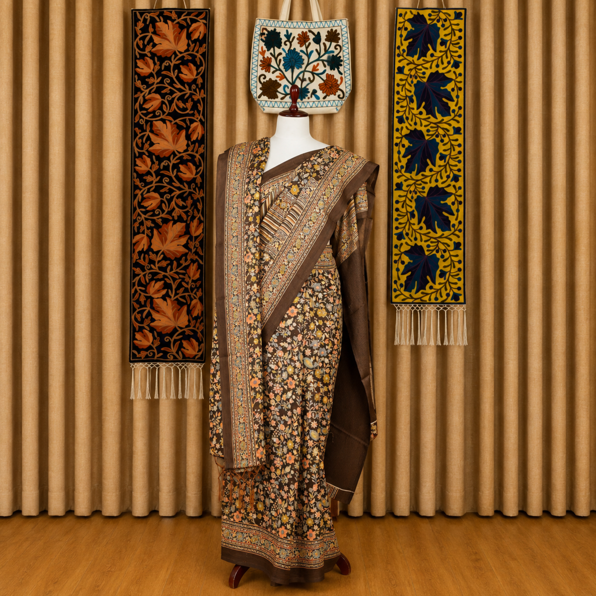 Kashmiri Jamawar Silk Black Saree by Kashlure