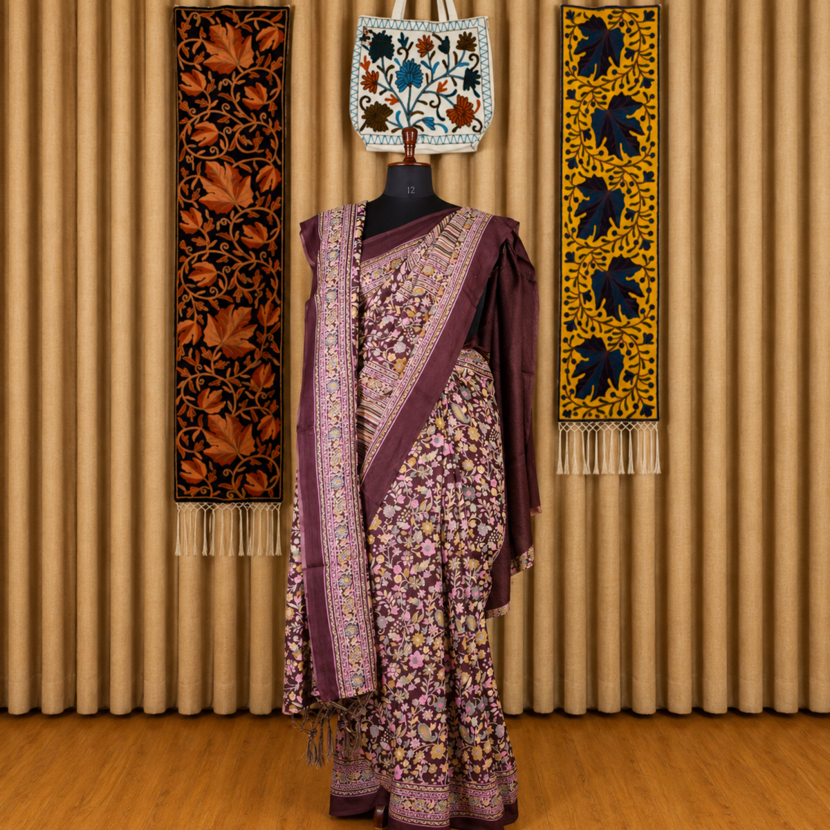 Kashmiri Jamawar Silk Black Saree by Kashlure