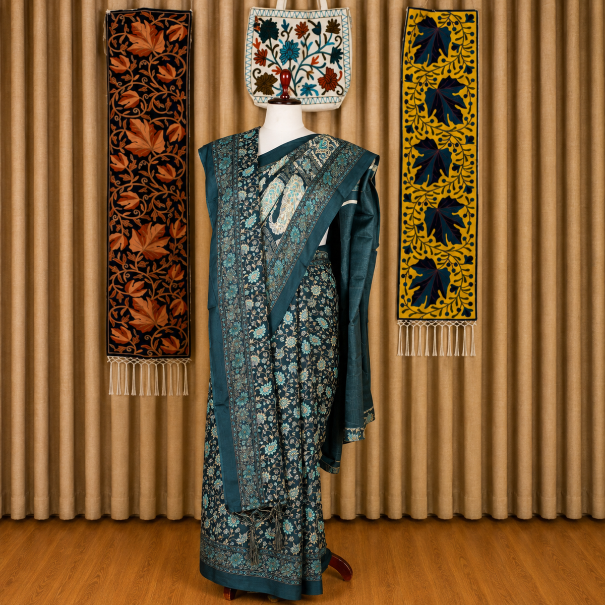 Kashmiri Jamawar Silk Black Saree by Kashlure