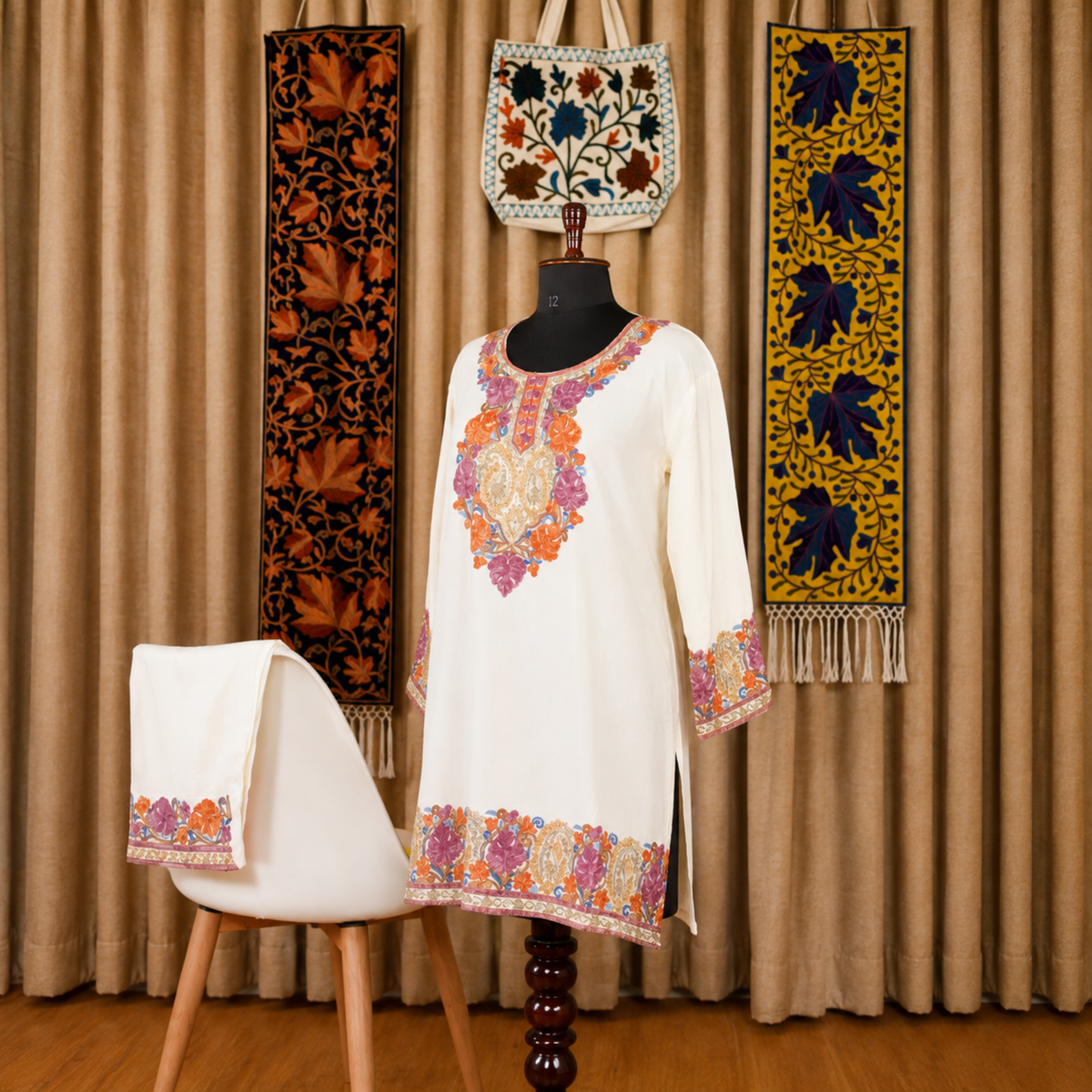 Aari Embroidered Premium Kurta with Palazzo Co-Ord Set | Kashlure