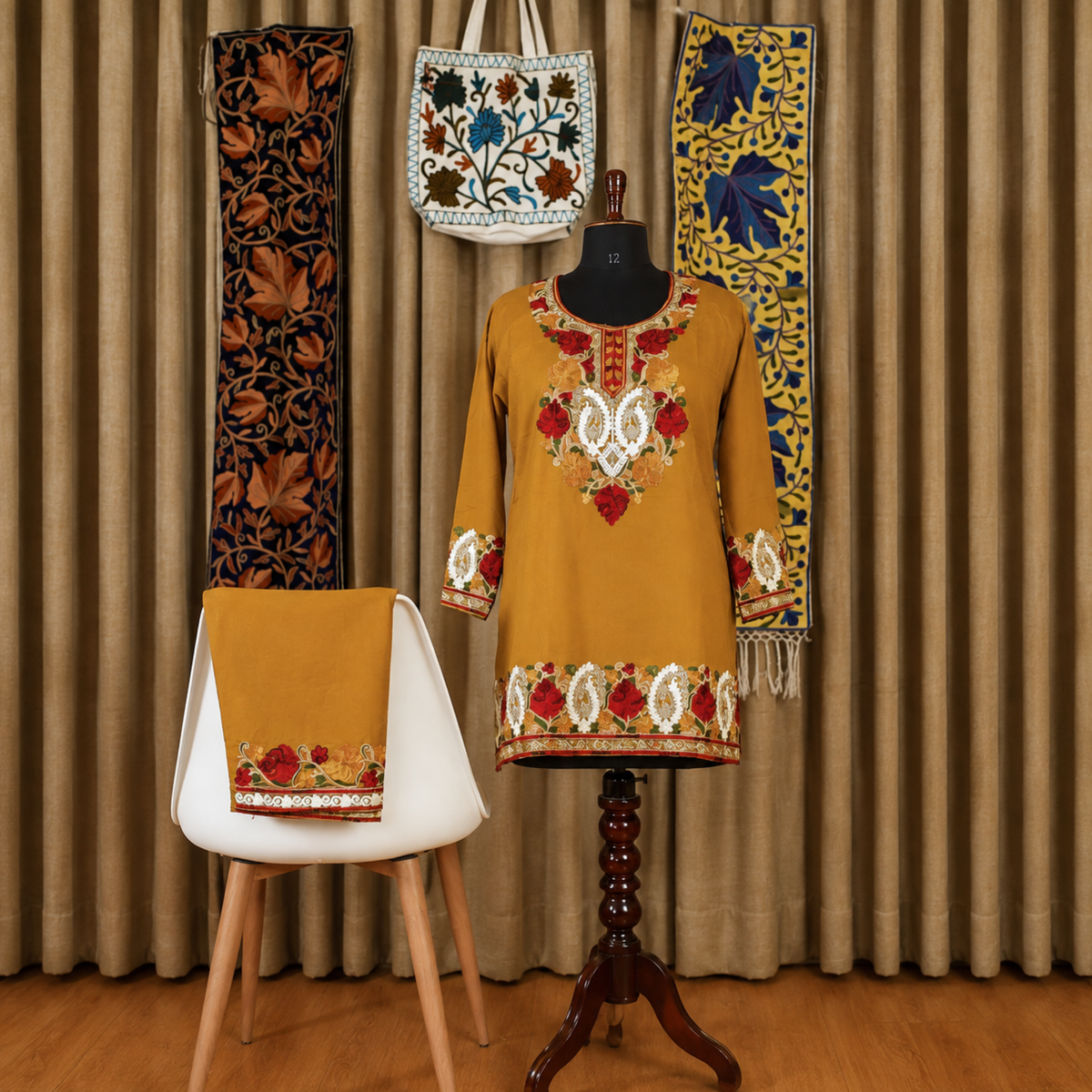 Aari Embroidered Premium Kurta with Palazzo Co-Ord Set | Kashlure