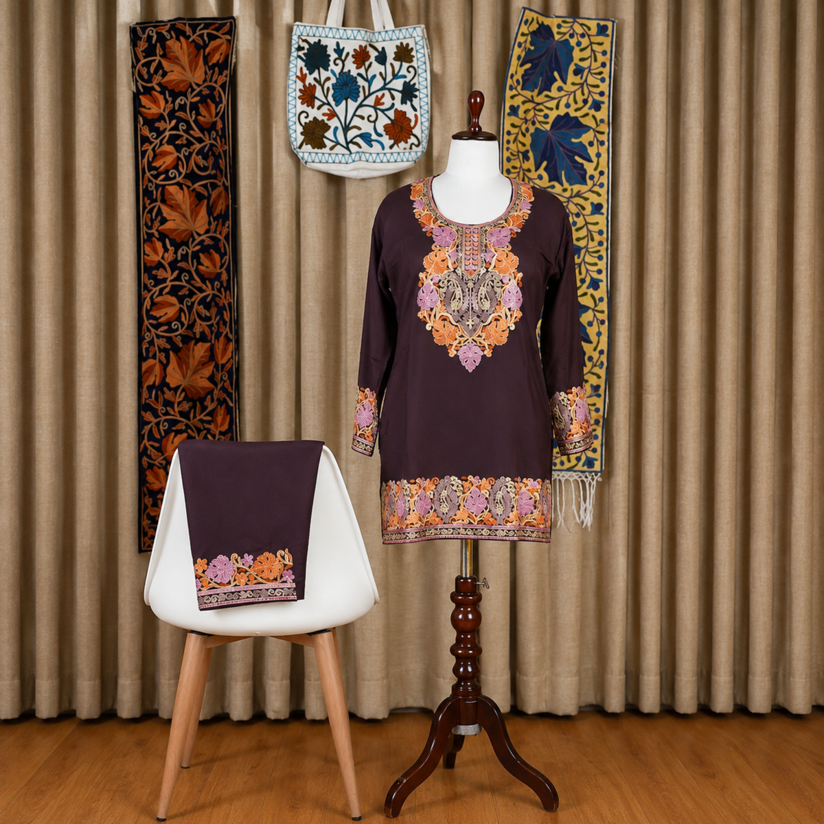 Aari Embroidered Premium Kurta with Palazzo Co-Ord Set | Kashlure