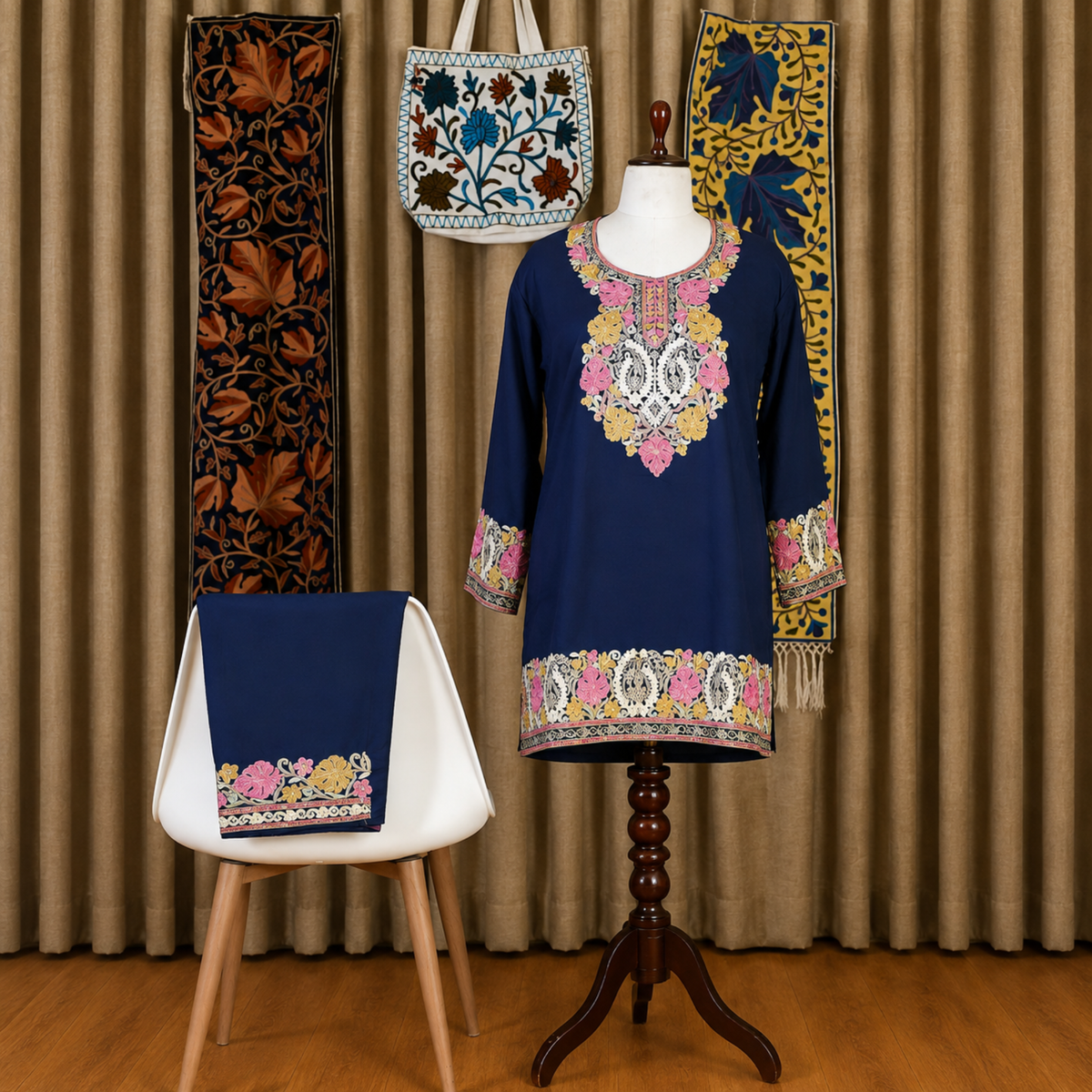 Aari Embroidered Premium Kurta with Palazzo Co-Ord Set | Kashlure
