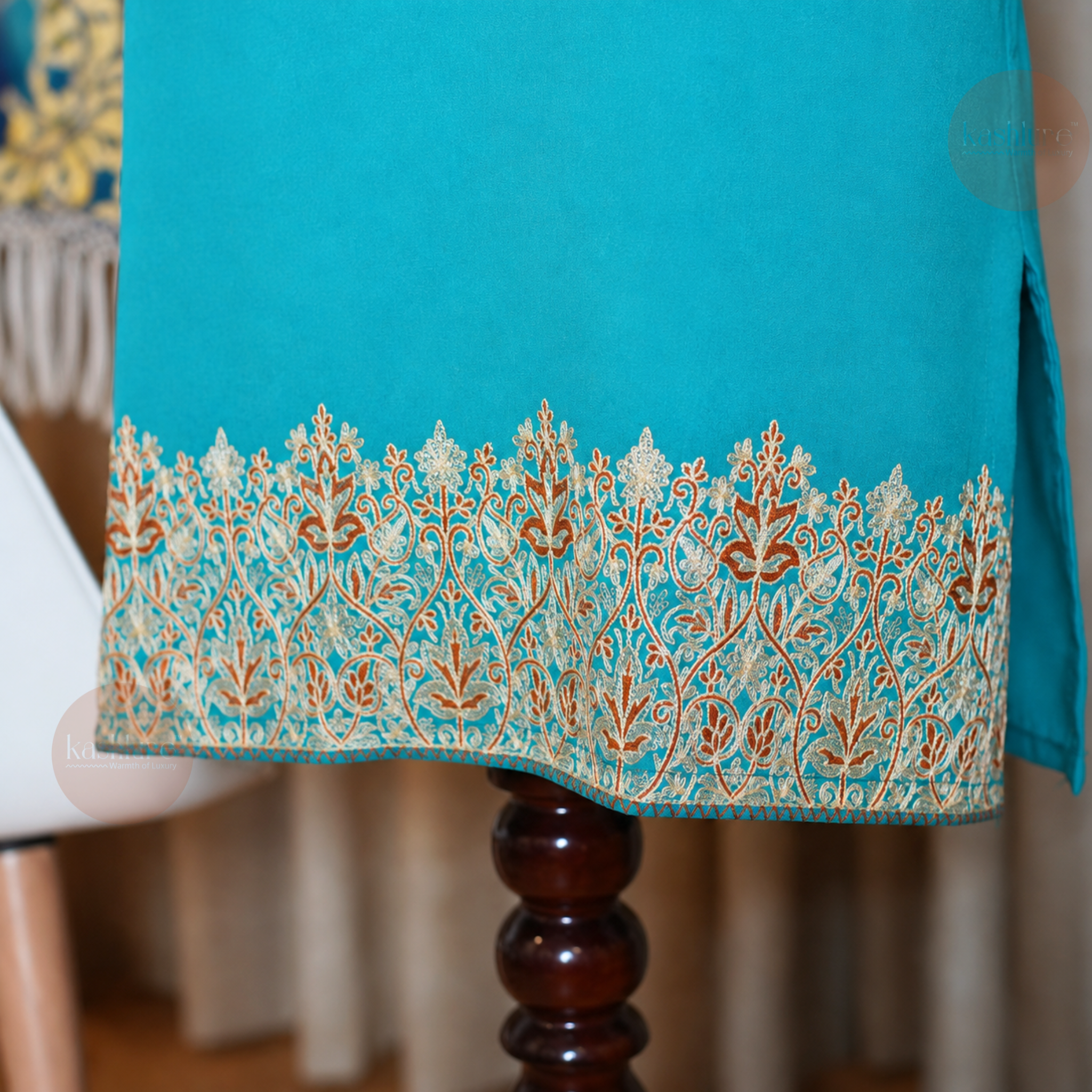 Premium Aari Embroidered Cotton Rayon Kurta with Palazzo Set | Kashlure