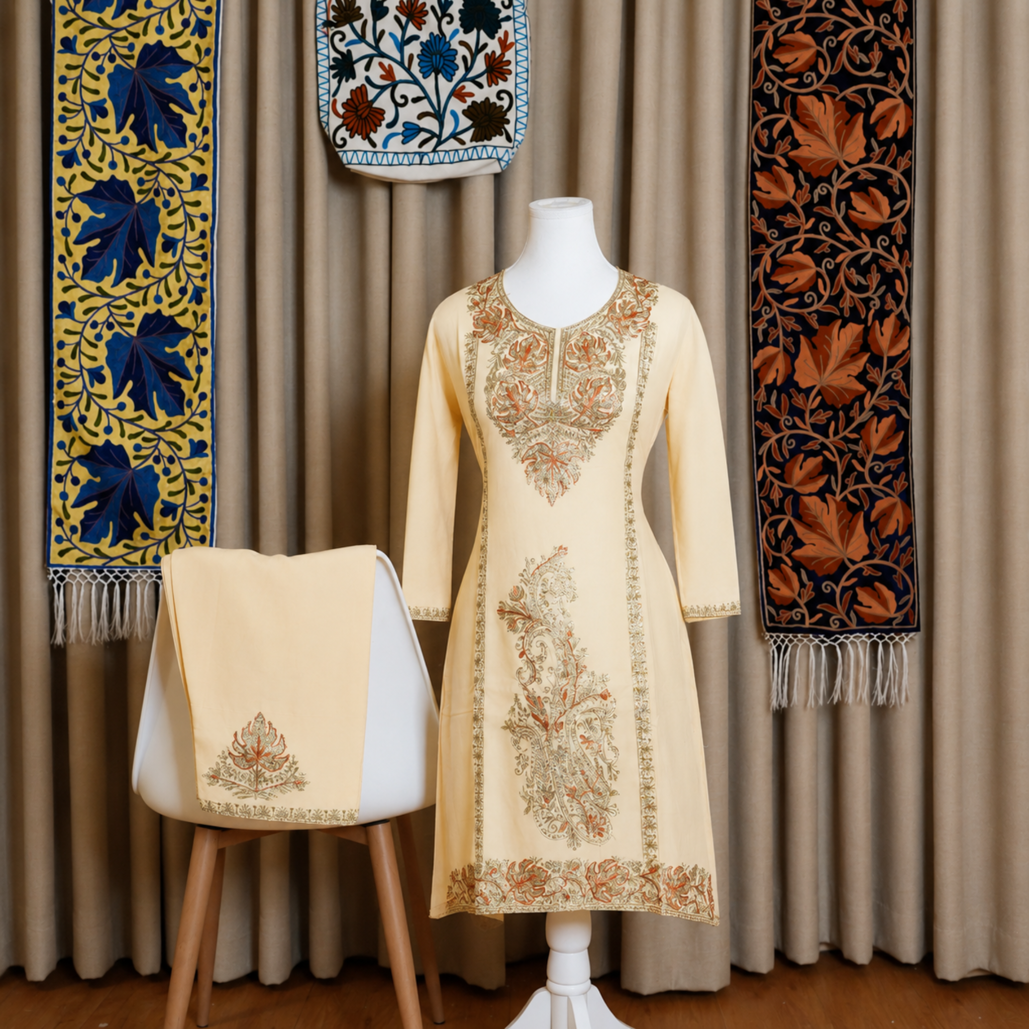 Aari Embroidered Kurta with Palazzo Co-Ord Set | Kashlure