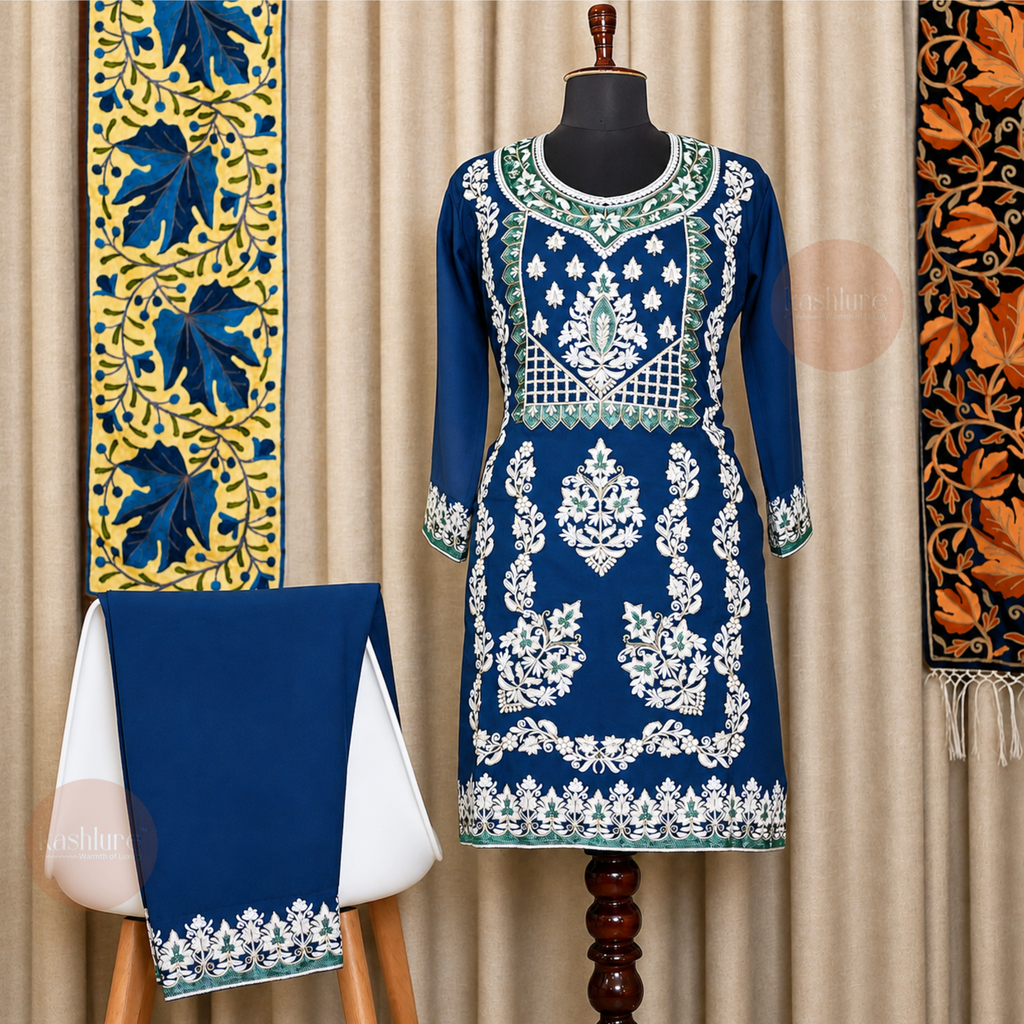 Aari Embroidered Kurta with Palazzo Co-Ord Set | Kashlure