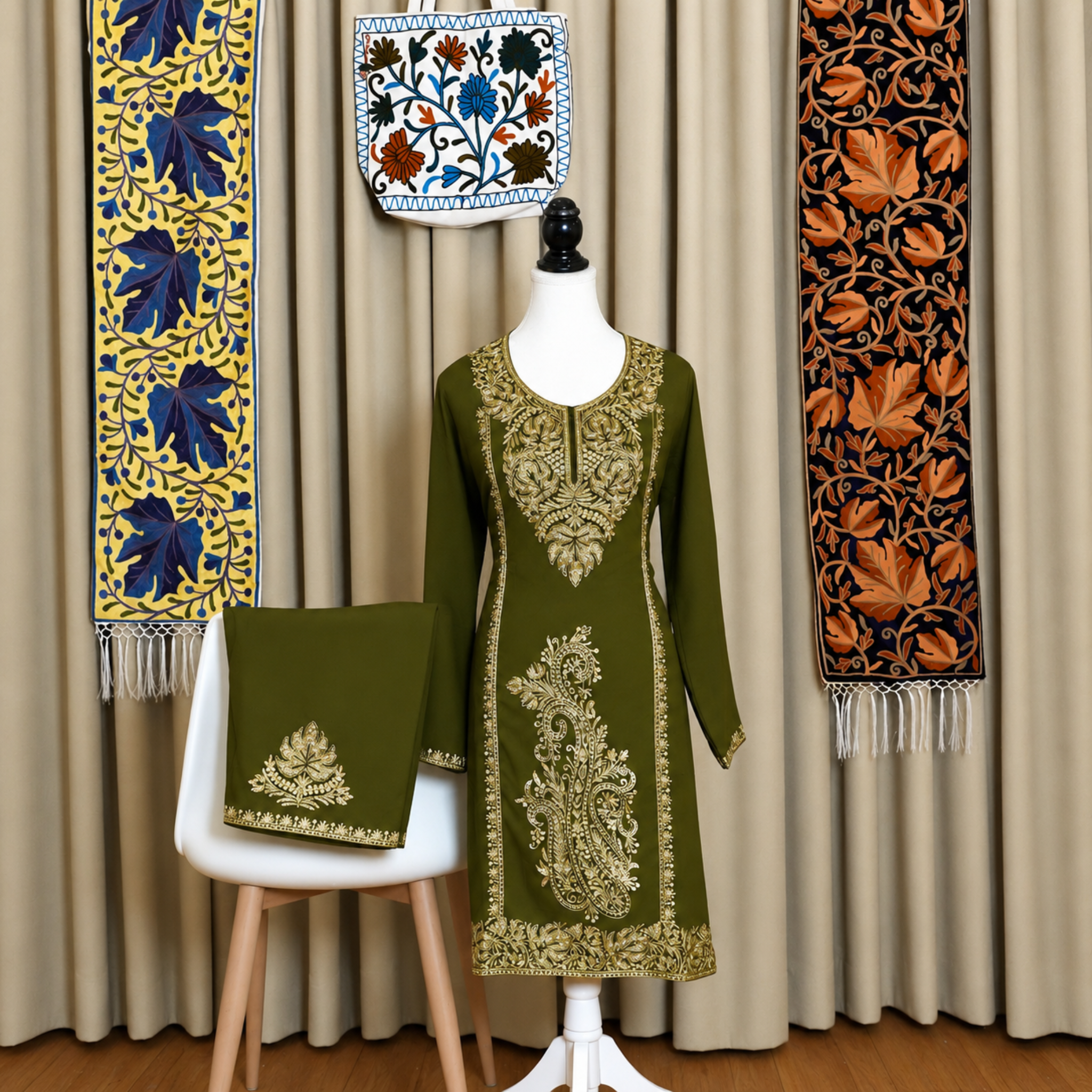 Aari Embroidered Kurta with Palazzo Co-Ord Set | Kashlure