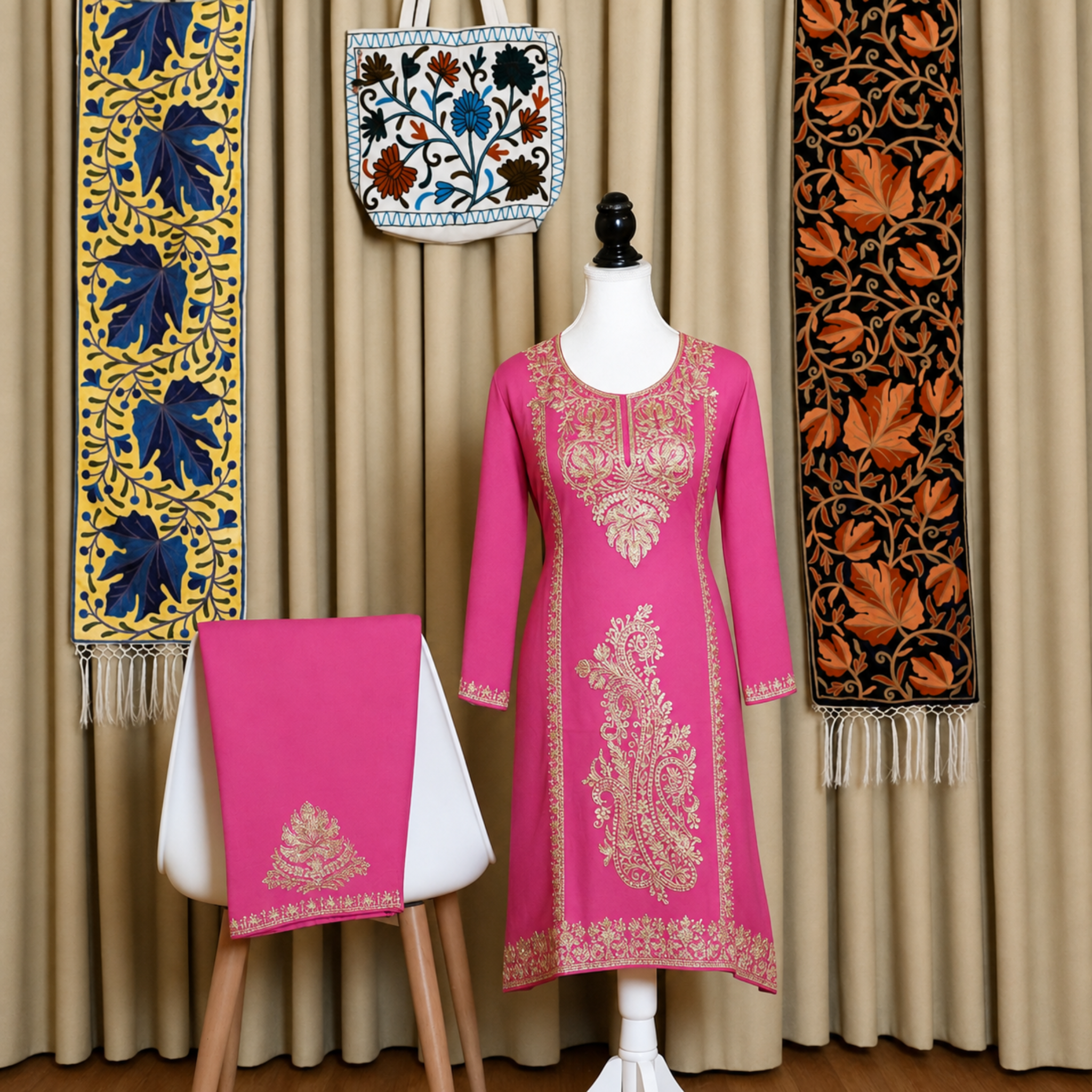 Aari Embroidered Kurta with Palazzo Co-Ord Set | Kashlure
