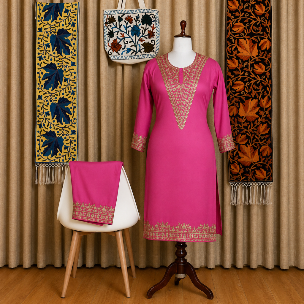 Aari Embroidered Kurta with Palazzo Co-Ord Set | Kashlure (Copy)
