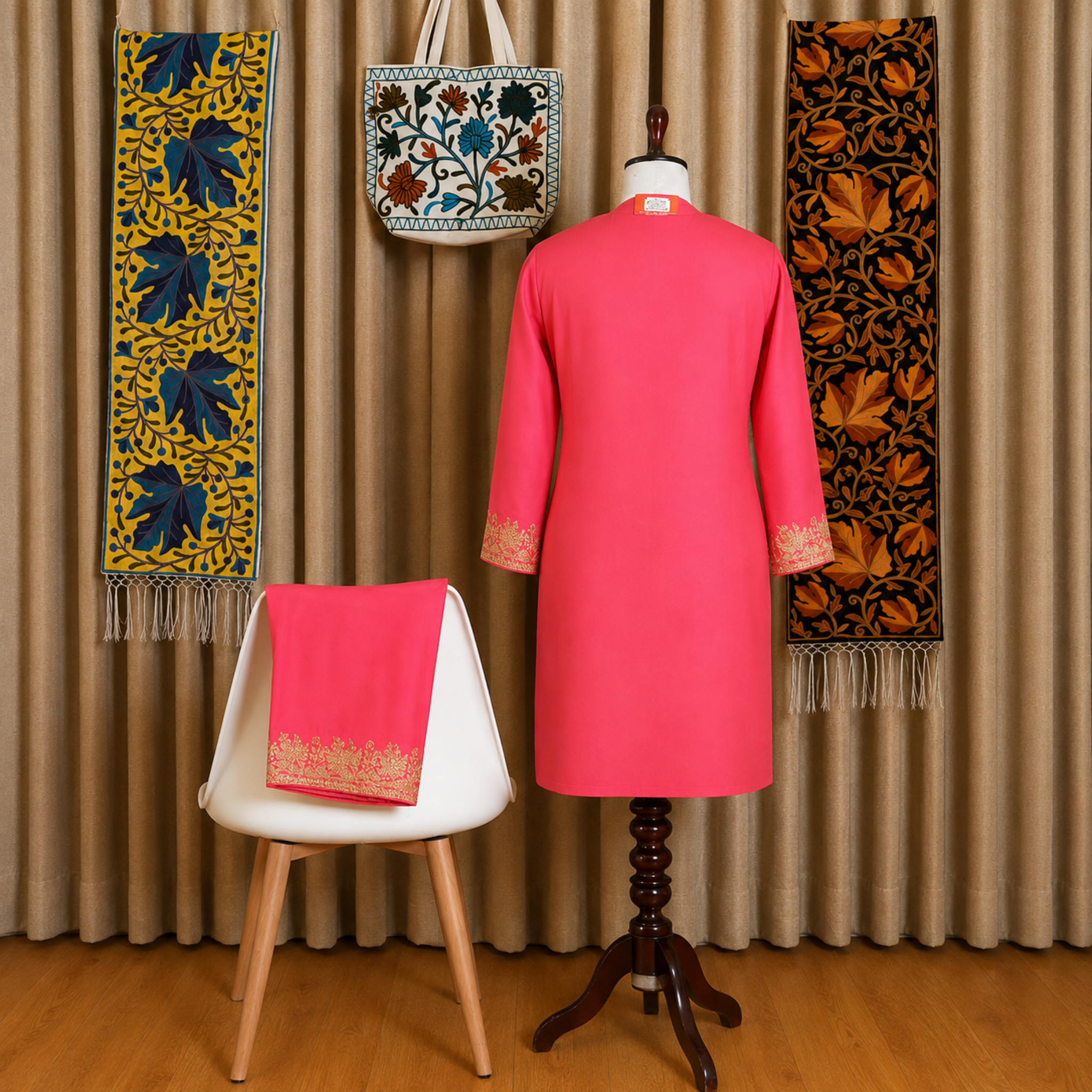 Aari Embroidered Kurta with Palazzo Co-Ord Set | Kashlure (Copy) (Copy)