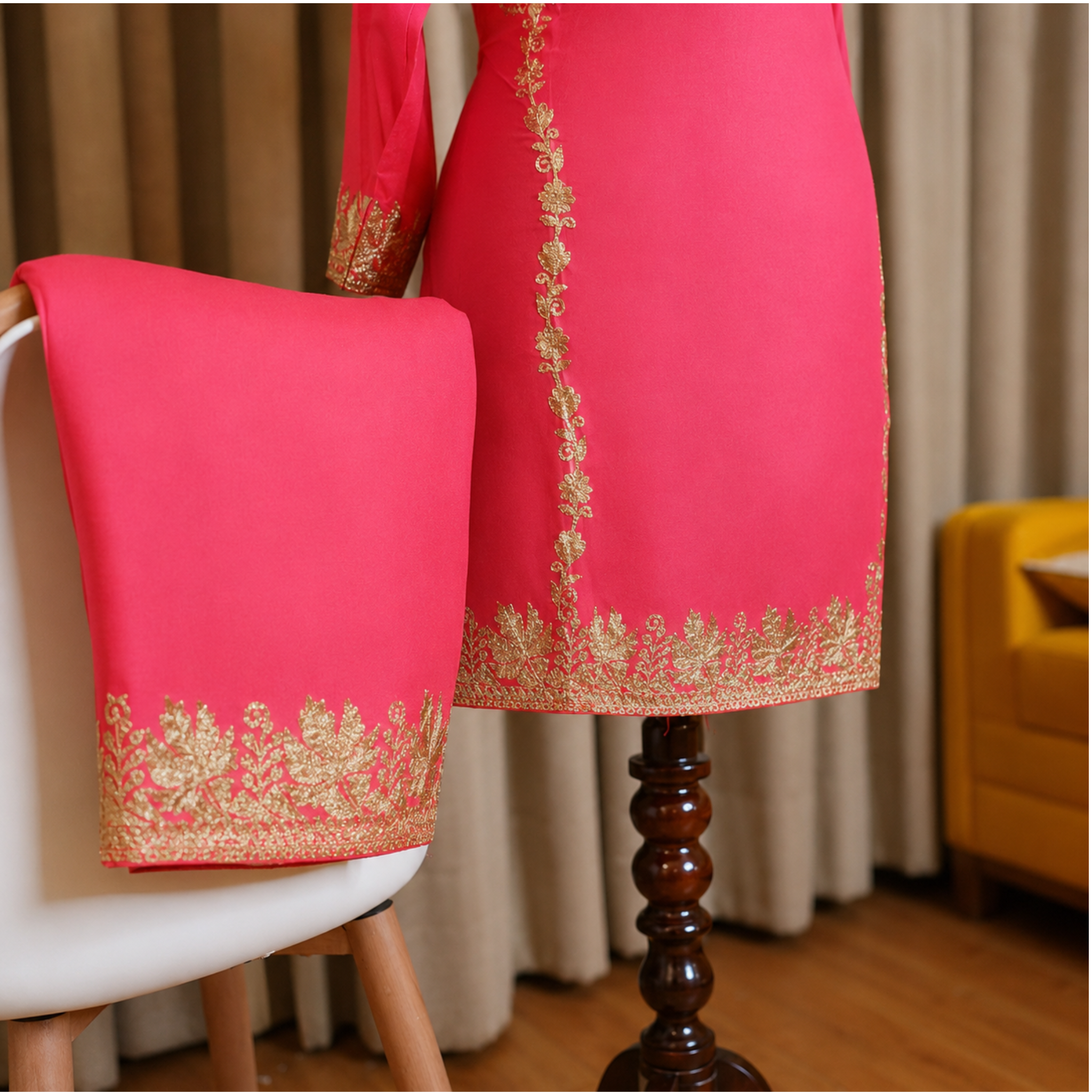 Aari Embroidered Kurta with Palazzo Co-Ord Set | Kashlure (Copy) (Copy)