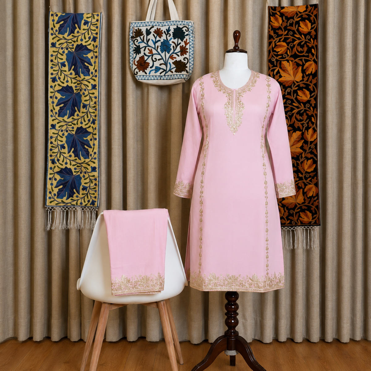 Premium Kashmiri Cotton Rayon Suit With Aari Embroidery | Kashlure