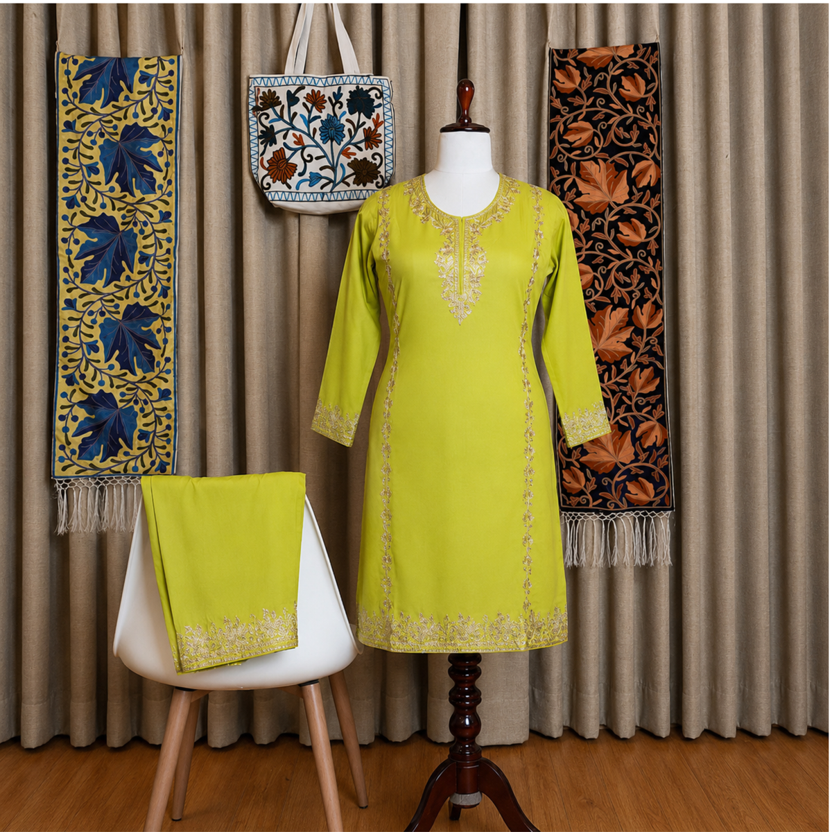 Premium Kashmiri Cotton Rayon Suit With Aari Embroidery | Kashlure