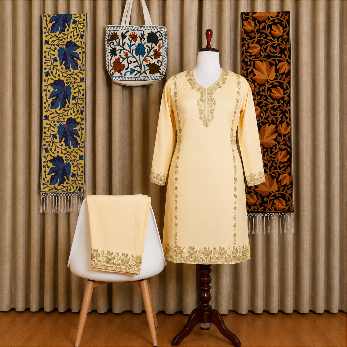 Premium Kashmiri Cotton Rayon Suit With Aari Embroidery | Kashlure