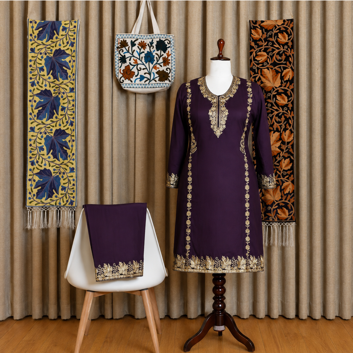 Premium Kashmiri Cotton Rayon Suit With Aari Embroidery | Kashlure