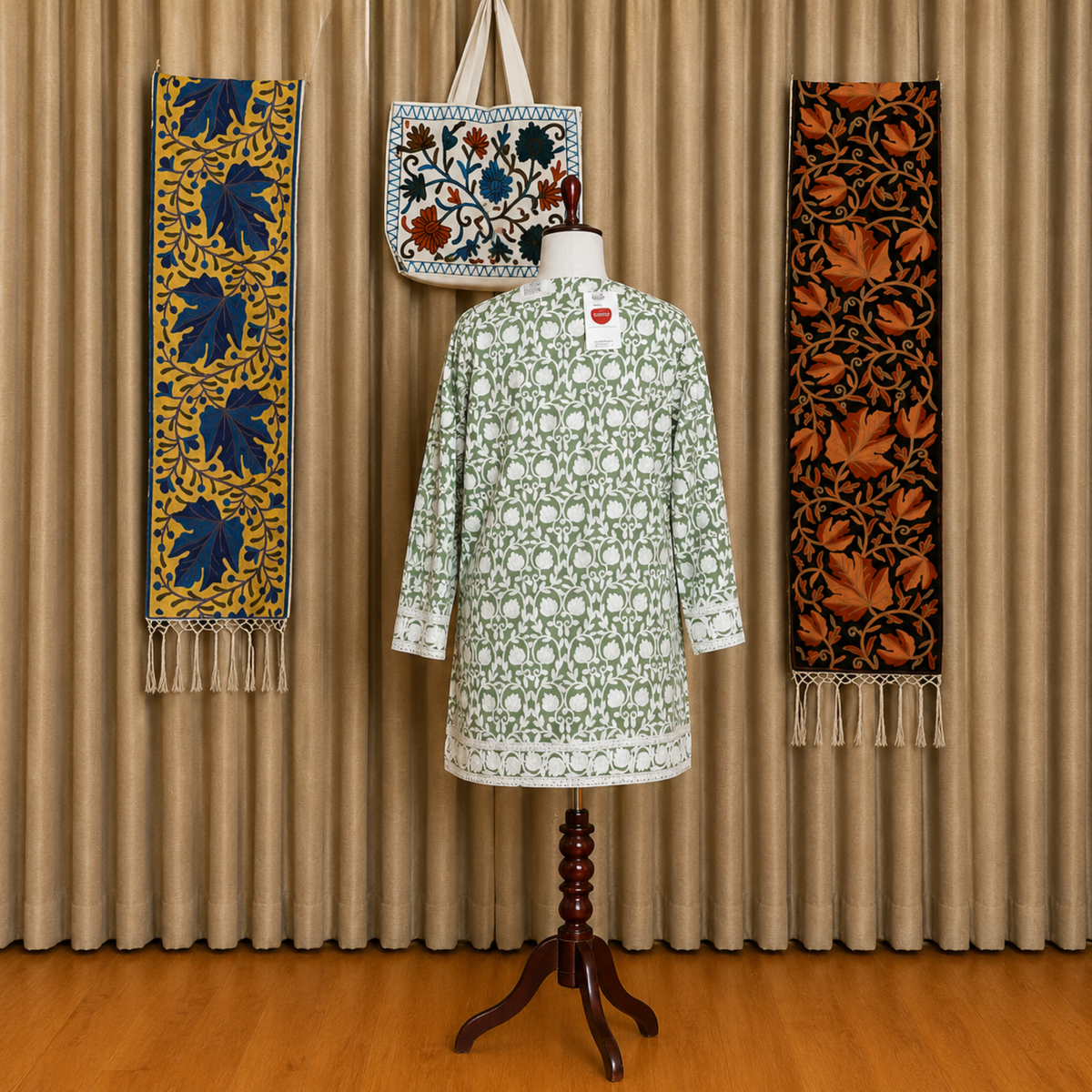 Kashmiri Floral Aari Embroidered Straight Kurta