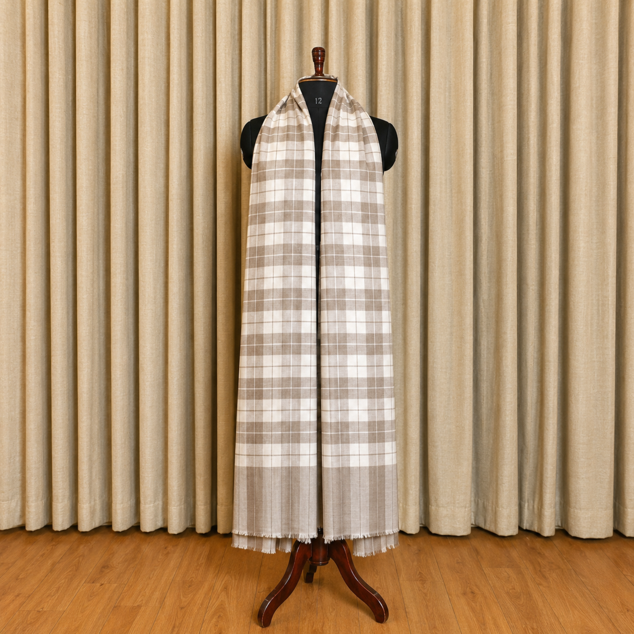 LIGHT BROWN CHECK GENTS PASHMINA SHAWL