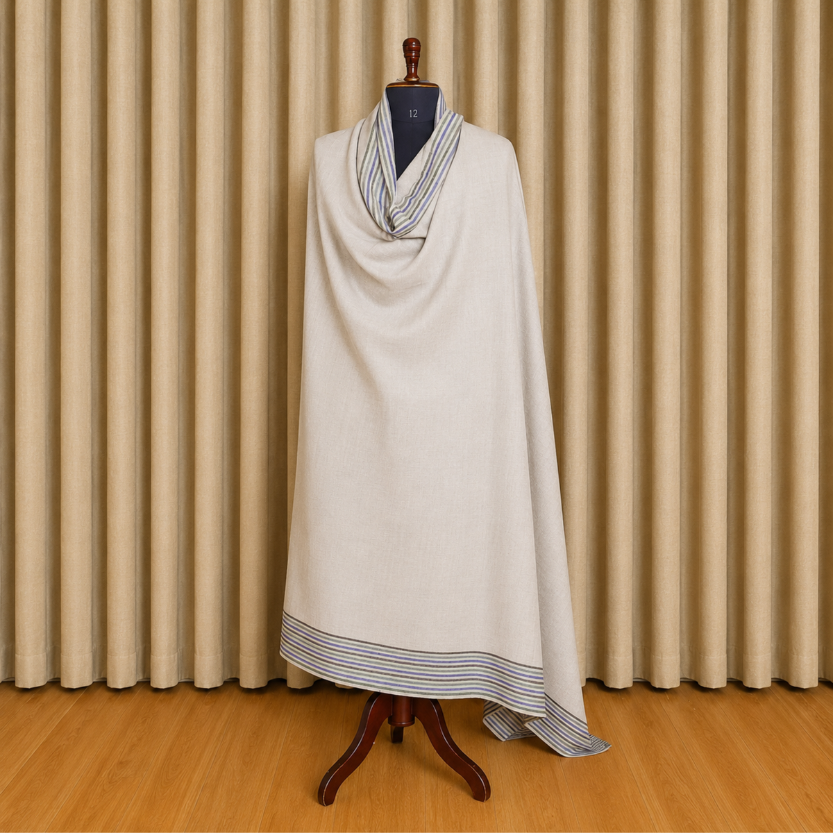 Kashlure Pure Pashmina Shawl with Striped Border
