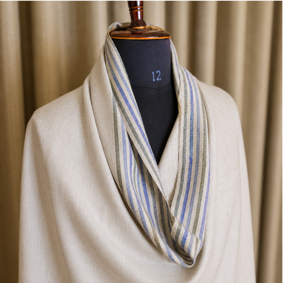 Kashlure Pure Pashmina Shawl with Striped Border
