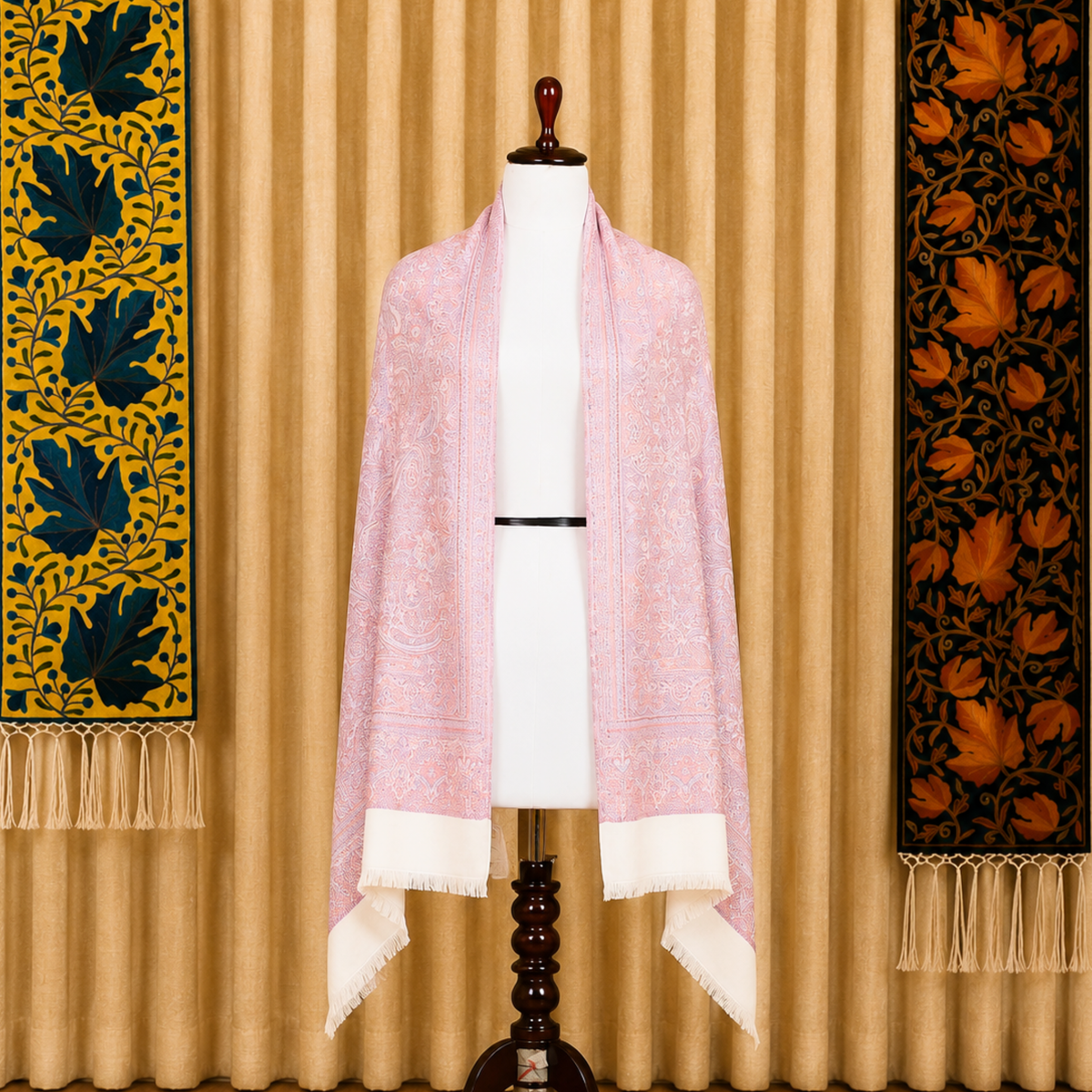 Kashlure Baby Pink Kashmiri Jamawar Stole