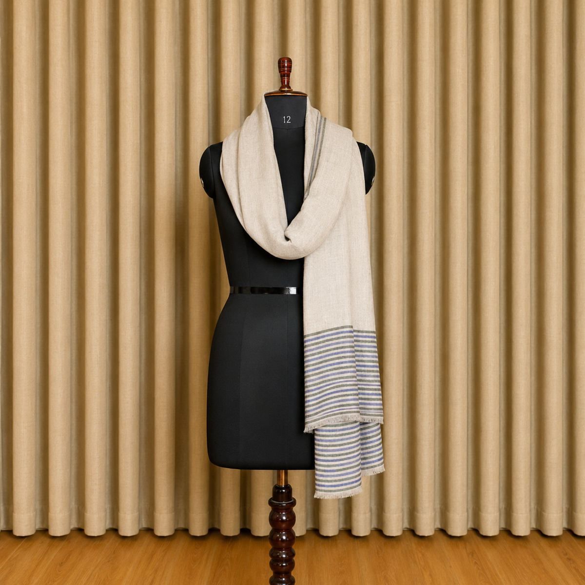 Kashlure Pure Pashmina Shawl with Striped Border