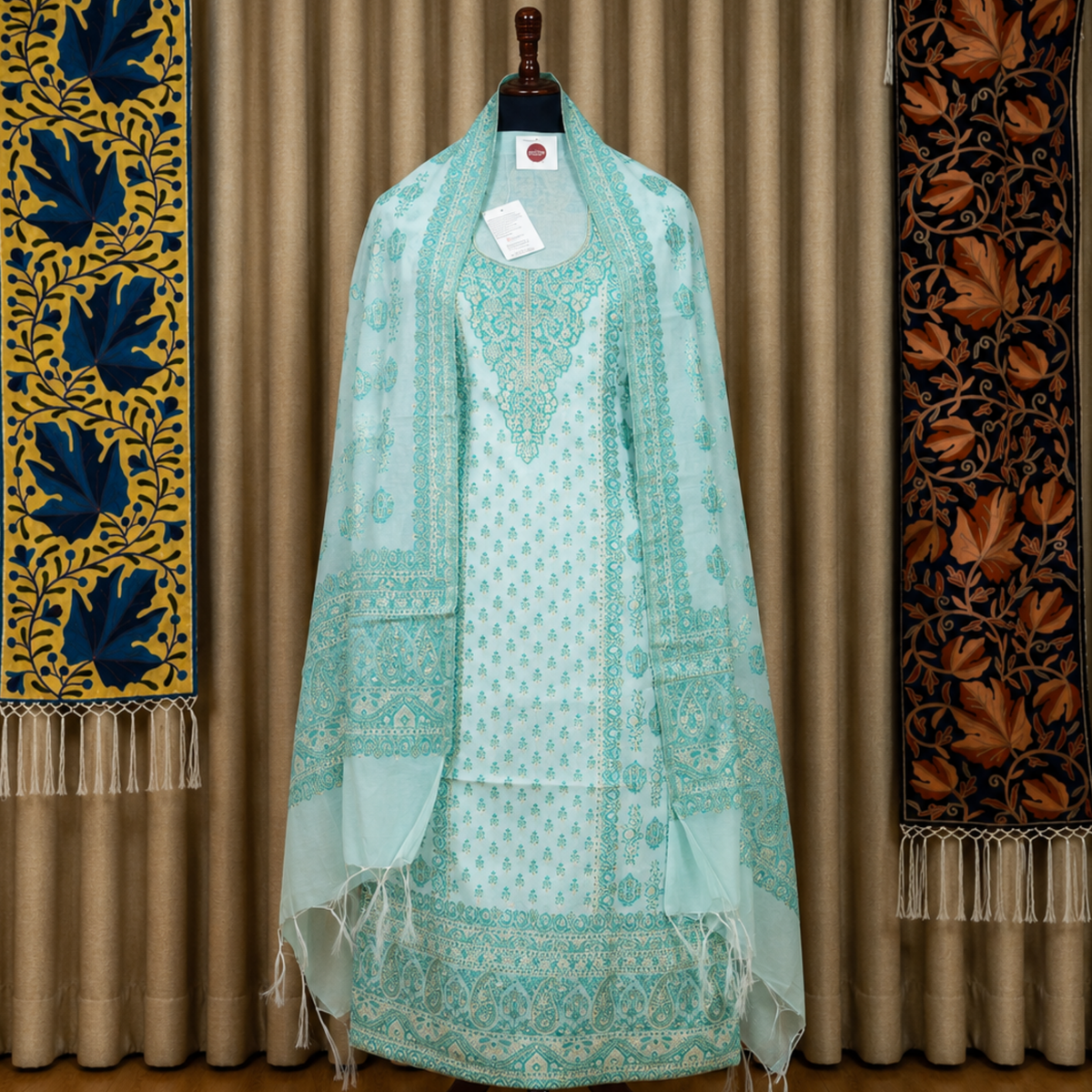 Kashmiri Suit Set with Fine Silk Embroidery