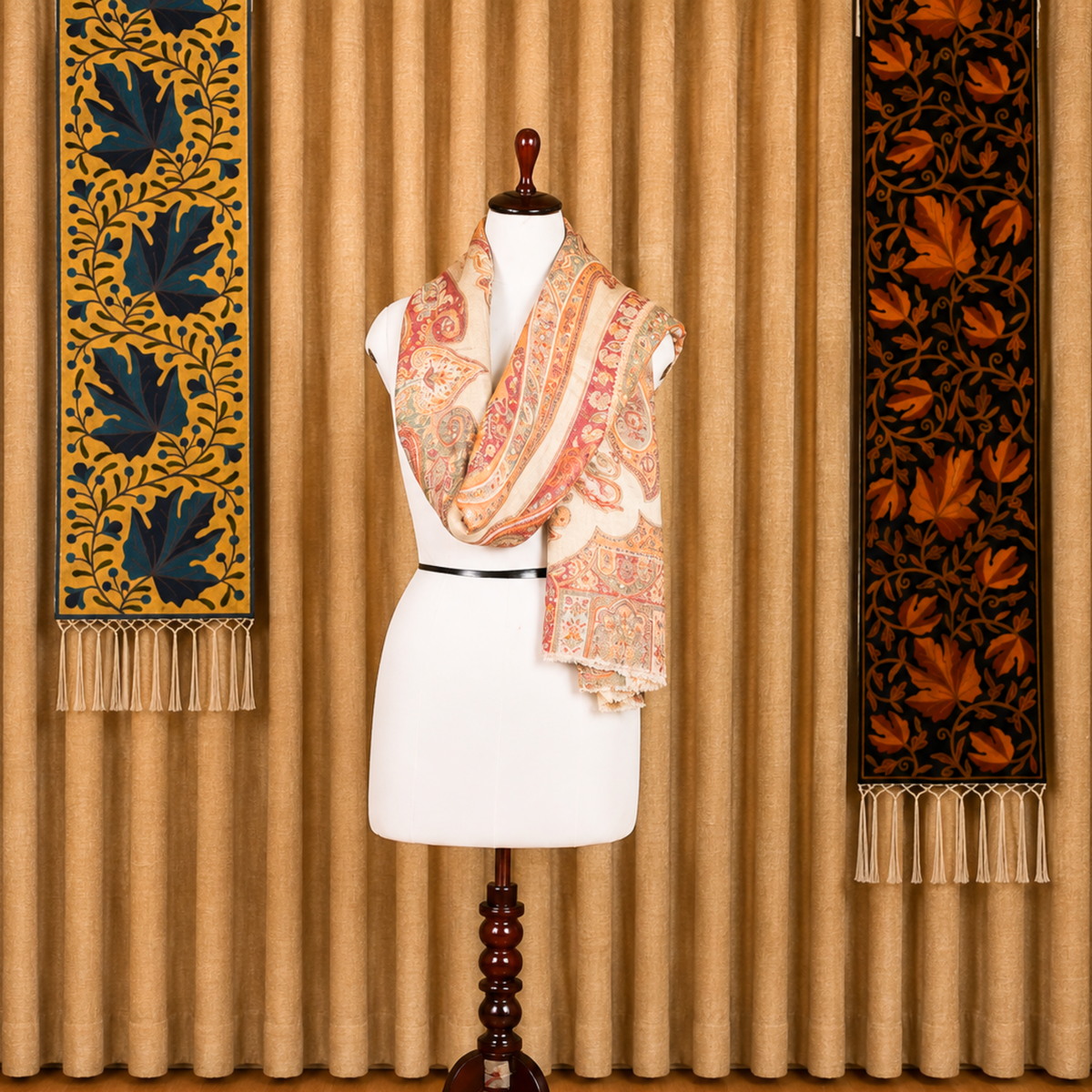 Kashlure Cream Beige Kashmiri Wool Kani Shawl