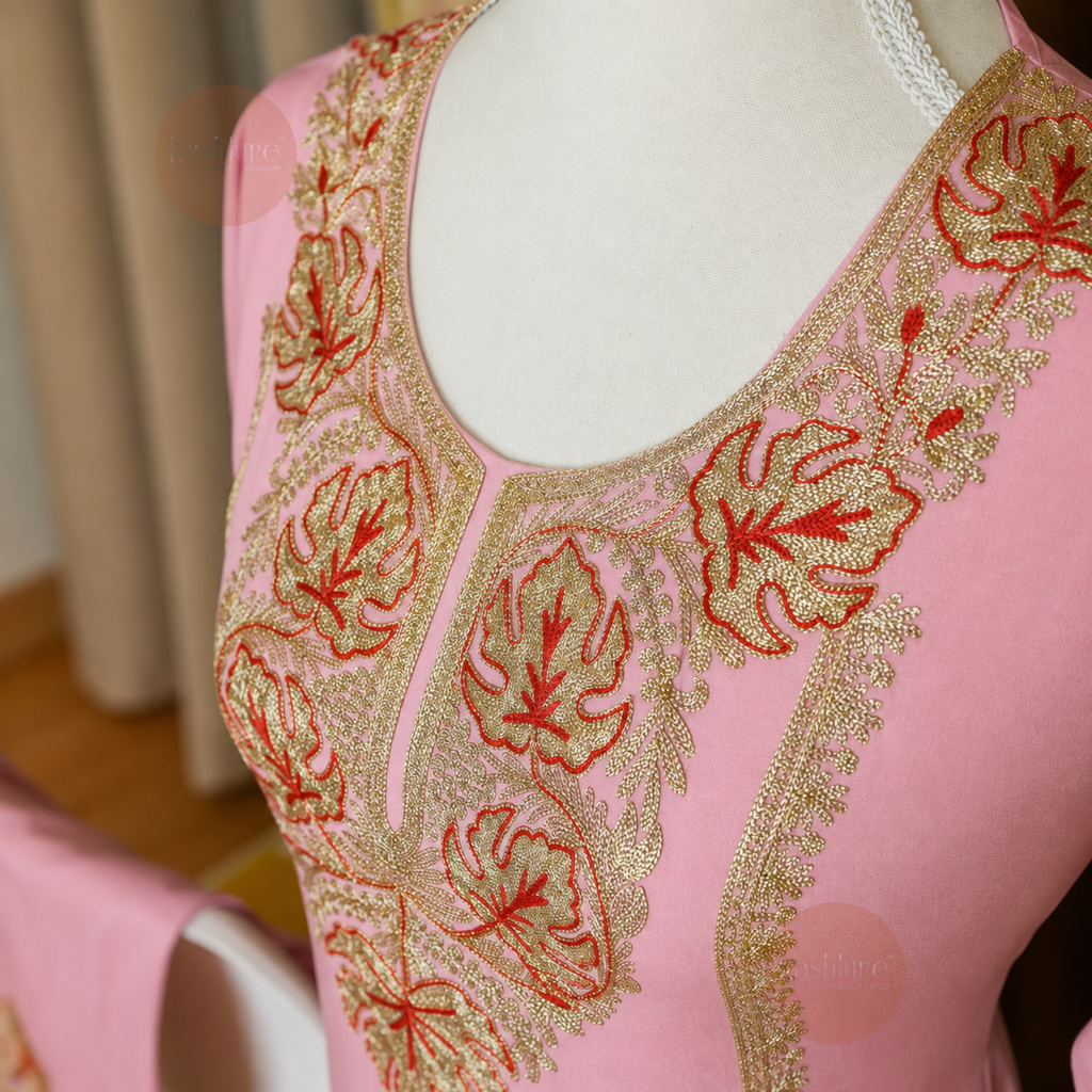 Aari Embroidered Kurta with Palazzo Co-Ord Set | Kashlure