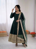 Emerald Green Crape Silk Anarkali Set with Grand Gold Gota Patti Border