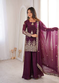Teal Blue Silk Sharara Dress – Cold Shoulder Festive 3-Piece Suit