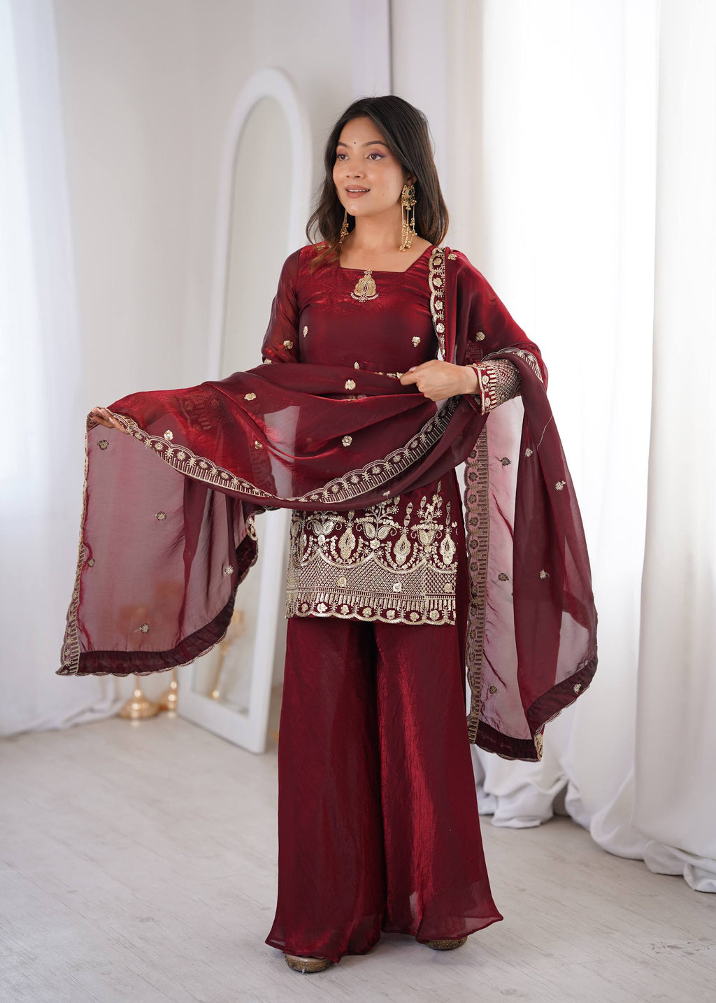 Ice Blue Silk Sharara Set – Premium Silver Embroidered Wedding Wear
