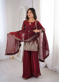 Ice Blue Silk Sharara Set – Premium Silver Embroidered Wedding Wear