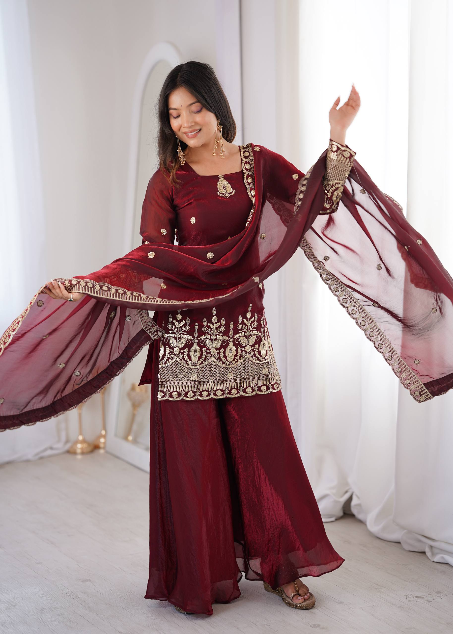 Ice Blue Silk Sharara Set – Premium Silver Embroidered Wedding Wear