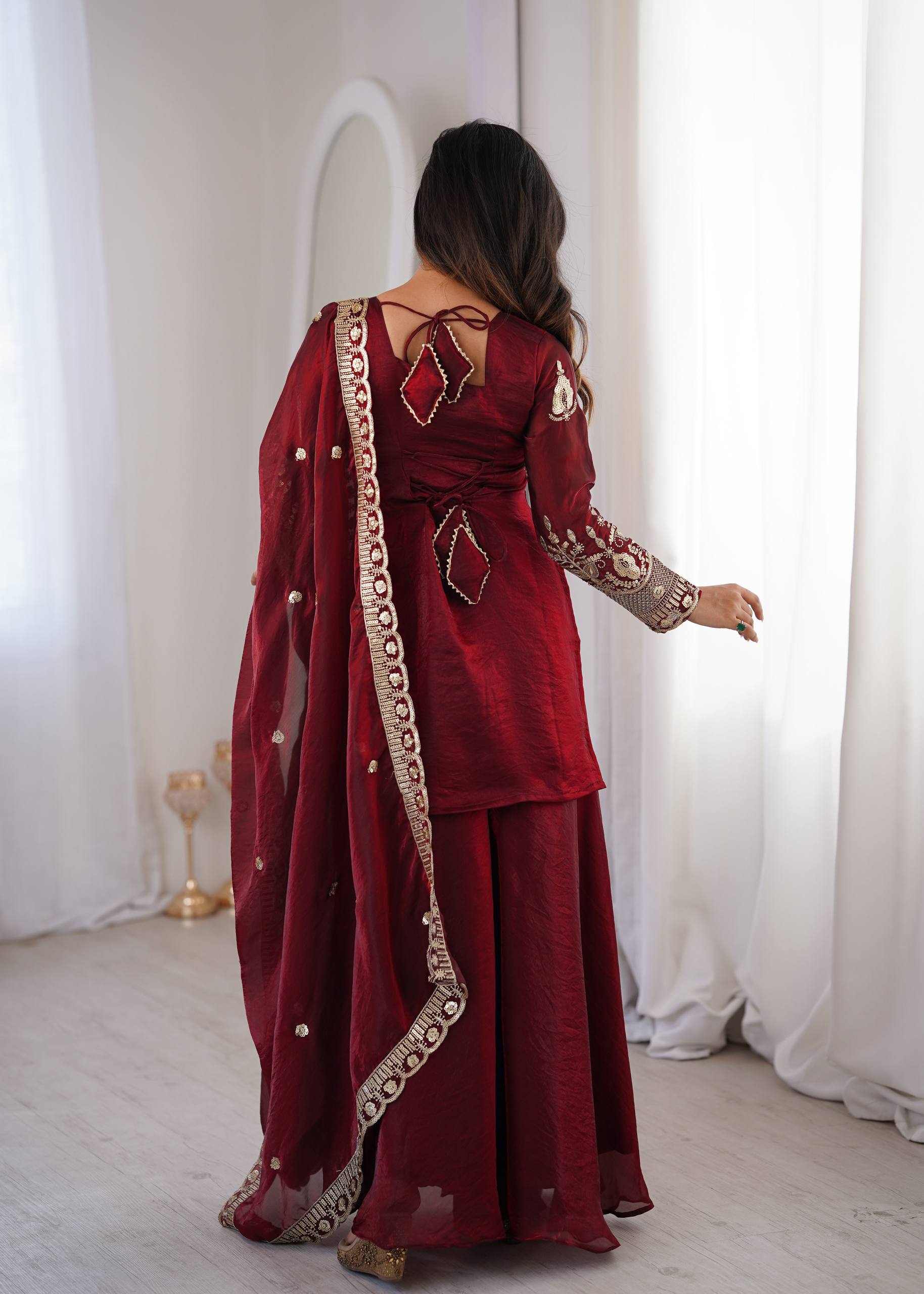 Ice Blue Silk Sharara Set – Premium Silver Embroidered Wedding Wear