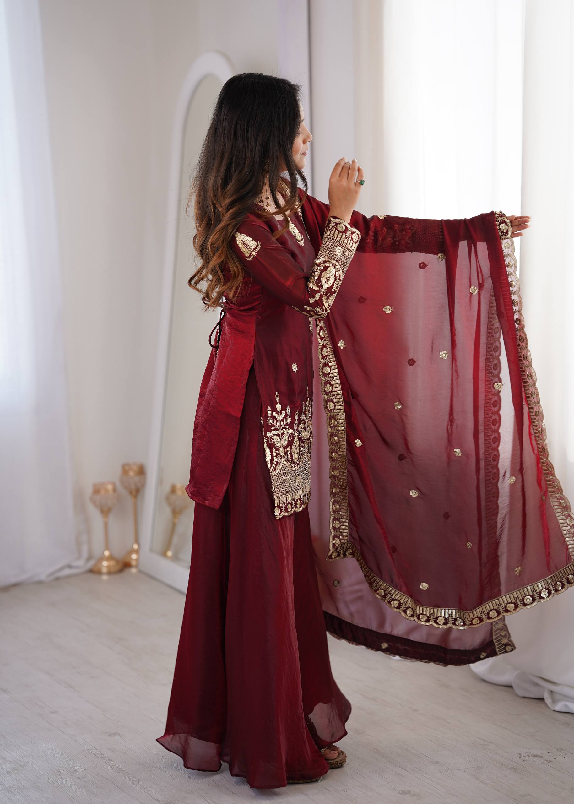 Ice Blue Silk Sharara Set – Premium Silver Embroidered Wedding Wear